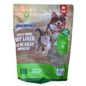 Nutri Bites Freeze Dried Liver Treats for Dogs & Cats - High-Protein Single Ingredient Dog Treats, Beef Liver - Grain Free, Easy to Digest - Proudly Made in Canada - 500g / 17.6oz (2pk)