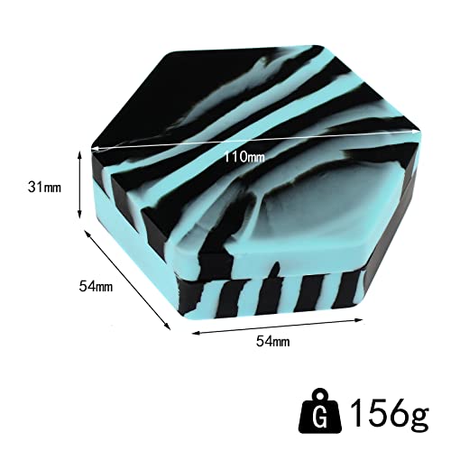 ooDuo Silicone Container 1pc Hexagon 110ml Large Non Stick Wax Storage Jar with Multi Compartment Black/Blue