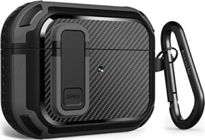 koaichi for airpods pro(2nd/1st generation) case, full-body ultra-hard shell protective cover with lock, powerful drop protection, well built case designed for airpods pro (2022/2019), black