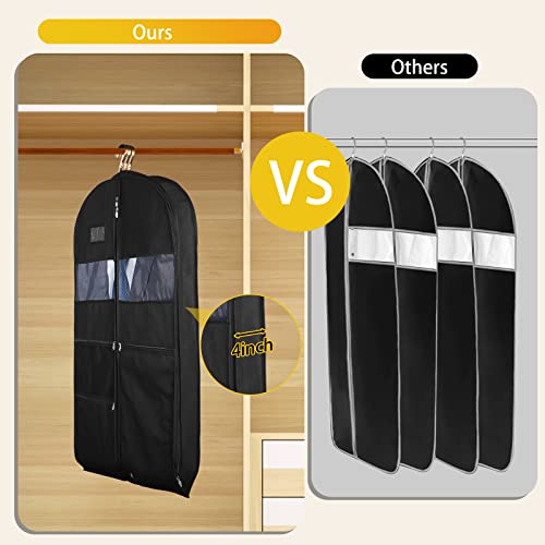Garment Bags for Travel, Heavy Duty 43" Hanging Suit Bag for Men, Double Sides Zipper & 3 Large Mesh Pockets, Suit Cover for Traveling Monogrammed Closet Clothes Storage