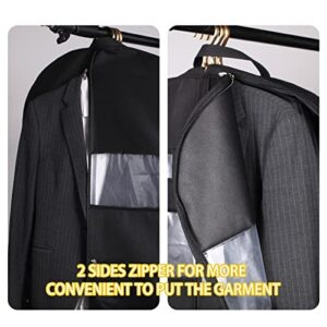 Garment Bags for Travel, Heavy Duty 43" Hanging Suit Bag for Men, Double Sides Zipper & 3 Large Mesh Pockets, Suit Cover for Traveling Monogrammed Closet Clothes Storage