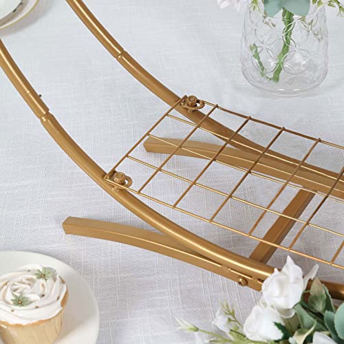 Efavormart 24" Gold Metal Double Frame Hoop Flower Table Centerpiece, Wedding Cake Display Stand