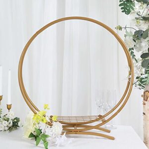efavormart 24" gold metal double frame hoop flower table centerpiece, wedding cake display stand