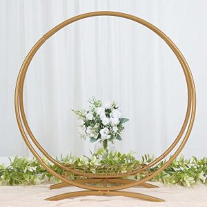 Efavormart 24" Gold Metal Double Frame Hoop Flower Table Centerpiece, Wedding Cake Display Stand