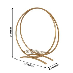 Efavormart 24" Gold Metal Double Frame Hoop Flower Table Centerpiece, Wedding Cake Display Stand