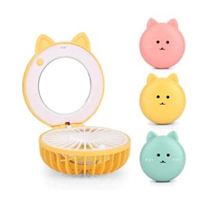 HOUKAI USB Charging Fan Electric silent Makeup Mirror USB Charging Fan Mini Fan Folding Fan for Home (Color : D)