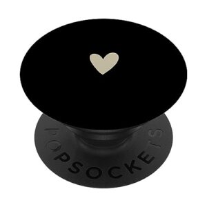 beige black minimalist heart popsockets standard popgrip