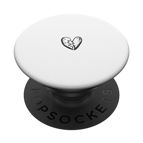 Gray White Hand Drawn Broken Heart PopSockets Standard PopGrip