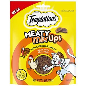 temptations meaty mixups with chicken & turkey savory cat treats, 4.12 oz. pouch