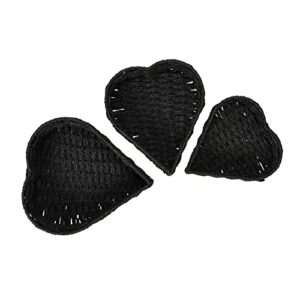 household essentials, black, nesting paper rope heart baskets, set of 3
