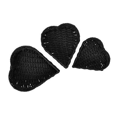 Household Essentials, Black, Nesting Paper Rope Heart Baskets, Set of 3