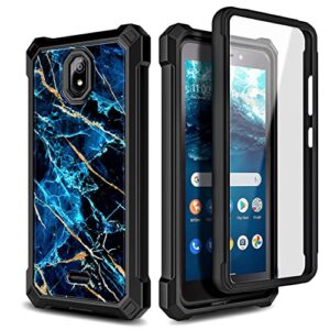 WDHD Case for Nokia C100 with Tempered Glass Screen Protector, Full-Body Protective Shockproof Rugged Bumper Cover, Impact Resist Durable Phone Case (Sapphire)