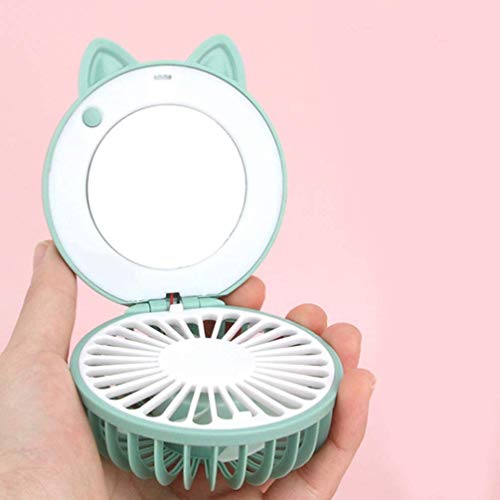 HOUKAI USB Charging Fan Electric silent Makeup Mirror USB Charging Fan Mini Fan Folding Fan for Home (Color : E)