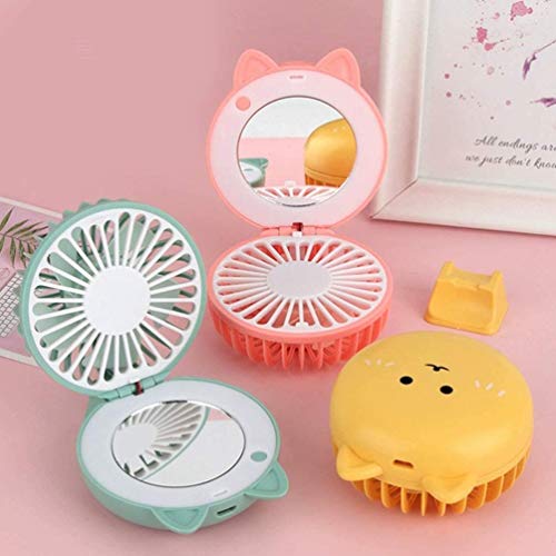 HOUKAI USB Charging Fan Electric silent Makeup Mirror USB Charging Fan Mini Fan Folding Fan for Home (Color : E)