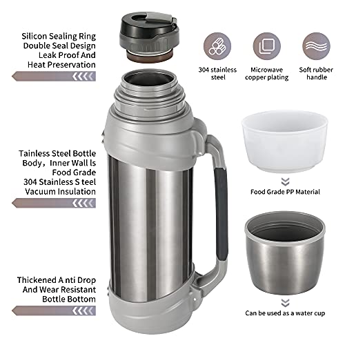 Olerd 85oz Large Coffee Thermoses for Travel - Insulated Water Jug Classic Vacuum Bottle with Plastic Cup - 2.5L Stainless Steel Vacuum Insulated Beverage Bottle for Hiking Fishing