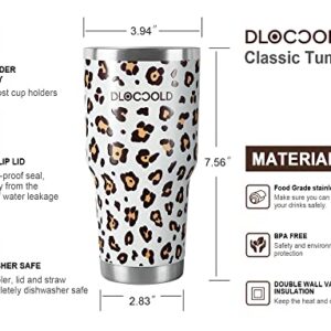 DLOCCOLD 30 oz Tumbler with Lid and Straw, 18/8 Stainless Steel Vacuum Insulated Coffee Tumbler,Insulated Travel Mug Water Cup with Leak-Proof Flip Lid,Metal Straw,Cleaning Brush & Gift Box