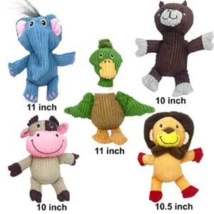 Jalousie 5 Pack Tough Layer Plush Dog Toys Assortment Value Bundle Dog Squeaky Toys Assortment Puppy Pet Mutt Dog Toy Dog Squeak Toy for Medium Large Dogs