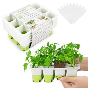 5pcs reusable seed starter kit, silicone seedling starter trays for starting plant seeds with flexible pop-out cells, indoor gardening plant germination trays