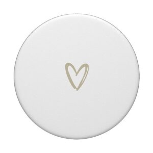 Beige White Minimalist Heart PopSockets Standard PopGrip