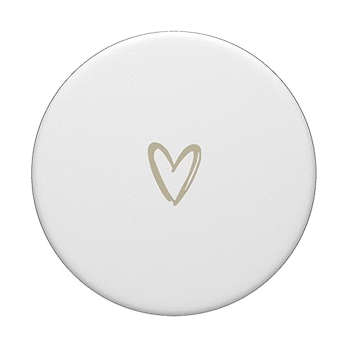 Beige White Minimalist Heart PopSockets Standard PopGrip