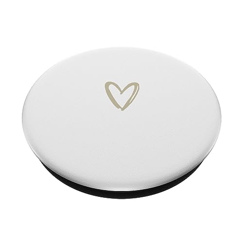 Beige White Minimalist Heart PopSockets Standard PopGrip