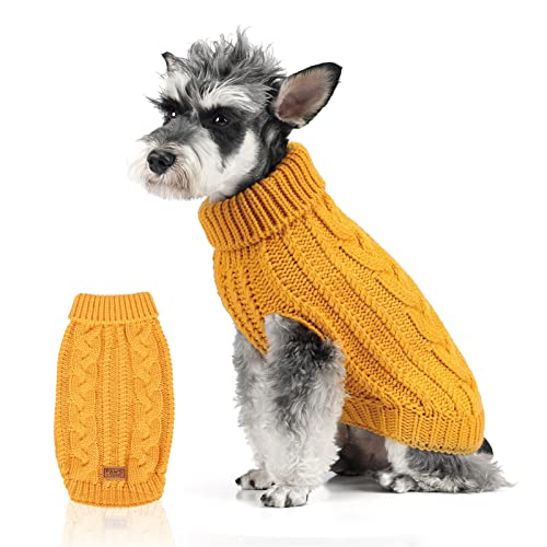 Dog Sweater Turtleneck Classic Cable Knitted Warm Pet Sweater for Fall Winter