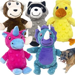 jalousie 5 pack tough plush animal dog toys assortment value bundle dog squeaky toys assortment puppy pet mutt dog toy dog squeak toy for medium large dogs (5 pack dots)