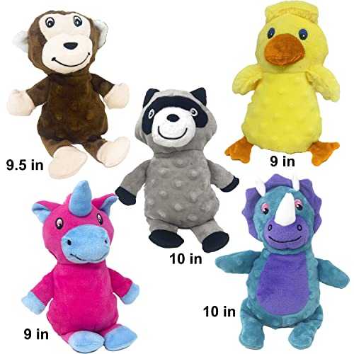 Jalousie 5 Pack Tough Plush Animal Dog Toys Assortment Value Bundle Dog Squeaky Toys Assortment Puppy Pet Mutt Dog Toy Dog Squeak Toy for Medium Large Dogs (5 Pack Dots)