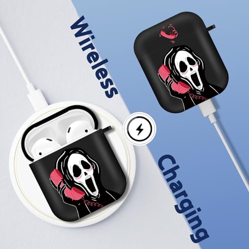 JoySolar for Airpods 1/2 Case Cute Cartoon Cool Kawaii Silicone Skull Cases for Apple Airpod Air Pods 2&1 Cover Unique Funy Fashion Design Characters Soft IMD Shell for Girls Boys Girly (Skeleton)