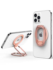 【2023 upgraded】 mag safe phone ring holder, superone adjustable magnetic kickstand & removable phone grip compatible with wireless charging only for iphone 14 & 13 & 12 series - rose