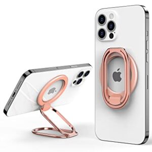 【2023 Upgraded】 Mag Safe Phone Ring Holder, SUPERONE Adjustable Magnetic Kickstand & Removable Phone Grip Compatible with Wireless Charging Only for iPhone 14 & 13 & 12 Series - Rose