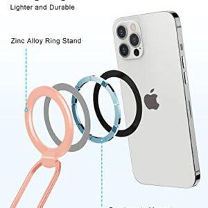 【2023 Upgraded】 Mag Safe Phone Ring Holder, SUPERONE Adjustable Magnetic Kickstand & Removable Phone Grip Compatible with Wireless Charging Only for iPhone 14 & 13 & 12 Series - Rose