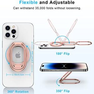 【2023 Upgraded】 Mag Safe Phone Ring Holder, SUPERONE Adjustable Magnetic Kickstand & Removable Phone Grip Compatible with Wireless Charging Only for iPhone 14 & 13 & 12 Series - Rose