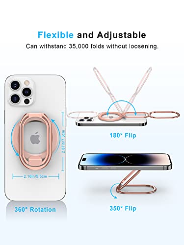 【2023 Upgraded】 Mag Safe Phone Ring Holder, SUPERONE Adjustable Magnetic Kickstand & Removable Phone Grip Compatible with Wireless Charging Only for iPhone 14 & 13 & 12 Series - Rose