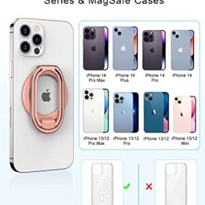 【2023 Upgraded】 Mag Safe Phone Ring Holder, SUPERONE Adjustable Magnetic Kickstand & Removable Phone Grip Compatible with Wireless Charging Only for iPhone 14 & 13 & 12 Series - Rose