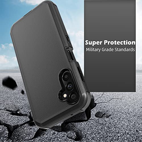 TASHHAR Phone Case for Samsung Galaxy A14 5G case,Heavy Duty Hard Shockproof Armor Protector Case Cover with Belt Clip Holster for Samsung A14 5G 2023 Phone Case (Black)