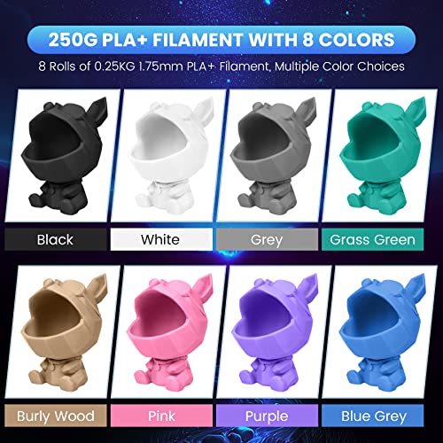SUNLU 3D Printer Filament Bundle, SUNLU PLA+ Filament 1.75mm, 100% Neatly Wound PLA Plus 3KG, 0.25kg Spool x 8 Packs & 1kg Spool x 1 Pack Grey