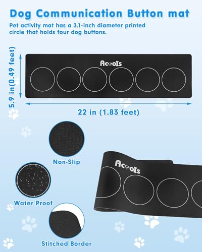 Dog Buttons for Communication, 6 Pcs Dog Talking Button Set, 30s Voice Recordable Pet Training Buzzer, Speaking Buttons for Cats & Dogs with Waterproof Dog Activity Mat and 24 Scene Stickers