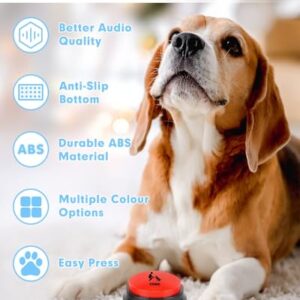 Dog Buttons for Communication, 6 Pcs Dog Talking Button Set, 30s Voice Recordable Pet Training Buzzer, Speaking Buttons for Cats & Dogs with Waterproof Dog Activity Mat and 24 Scene Stickers