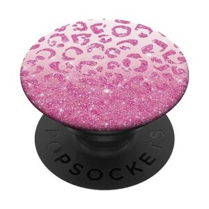 pink leopard print - pink cheetah print for women & girls popsockets swappable popgrip