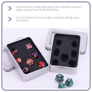 Zerodeko 4pcs Silver Metal Tin Box Lids Metal Dice Case Dice Storage with Foam for Dice Small Tins for Home Storage Outdoor Active Storage Containers Silver