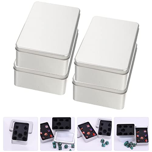 Zerodeko 4pcs Silver Metal Tin Box Lids Metal Dice Case Dice Storage with Foam for Dice Small Tins for Home Storage Outdoor Active Storage Containers Silver