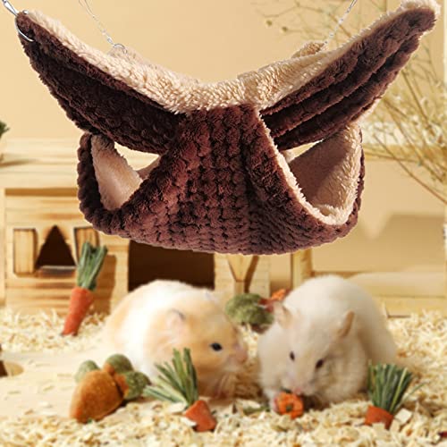 Small Animals Hanging Hammock Soft Hamster Hammock Winter Warm Hanging Bed Cage Accessories for Rat Chinchilla Parrot Ferret Squirrel Grey S