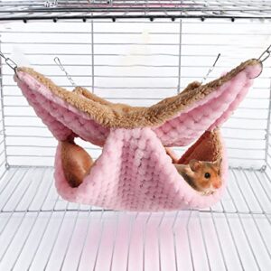 Small Animals Hanging Hammock Soft Hamster Hammock Winter Warm Hanging Bed Cage Accessories for Rat Chinchilla Parrot Ferret Squirrel Grey S