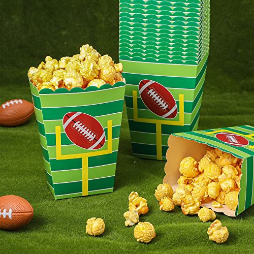 Zubebe 36 Pcs Football Popcorn Boxes Football Party Favor Football Party Supplies Paper Snack Cups Sports Theme Disposable Popcorn Bowl for Birthday Sports Event, 5.1 x 3.6 x 2.5''