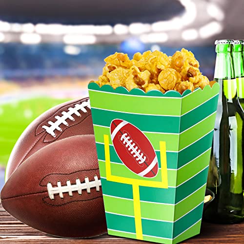 Zubebe 36 Pcs Football Popcorn Boxes Football Party Favor Football Party Supplies Paper Snack Cups Sports Theme Disposable Popcorn Bowl for Birthday Sports Event, 5.1 x 3.6 x 2.5''