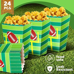 Zubebe 36 Pcs Football Popcorn Boxes Football Party Favor Football Party Supplies Paper Snack Cups Sports Theme Disposable Popcorn Bowl for Birthday Sports Event, 5.1 x 3.6 x 2.5''