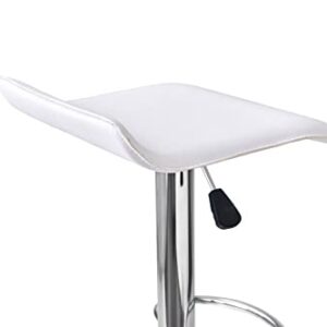 FurnitureR 3-Piece Bar Table Chairs Set, Round Cocktail Table and PU Leather Adjustable Swivel Chairs Barstools, Modern Counter Height, Home Office (White)