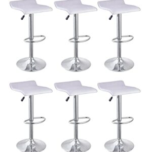 FurnitureR 3-Piece Bar Table Chairs Set, Round Cocktail Table and PU Leather Adjustable Swivel Chairs Barstools, Modern Counter Height, Home Office (White)