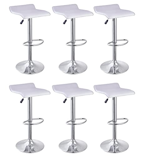 FurnitureR 3-Piece Bar Table Chairs Set, Round Cocktail Table and PU Leather Adjustable Swivel Chairs Barstools, Modern Counter Height, Home Office (White)